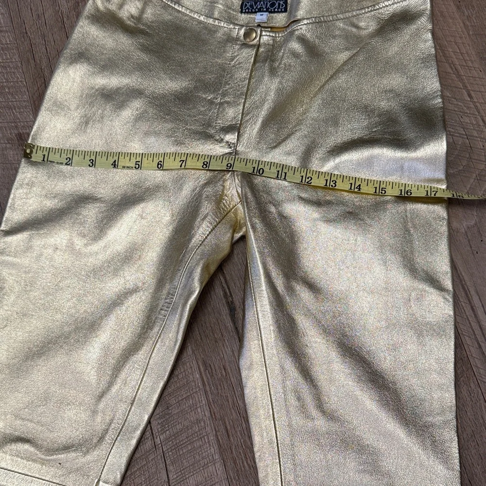 Lamb Leather Gold Flare Pants - Picture 8 of 13